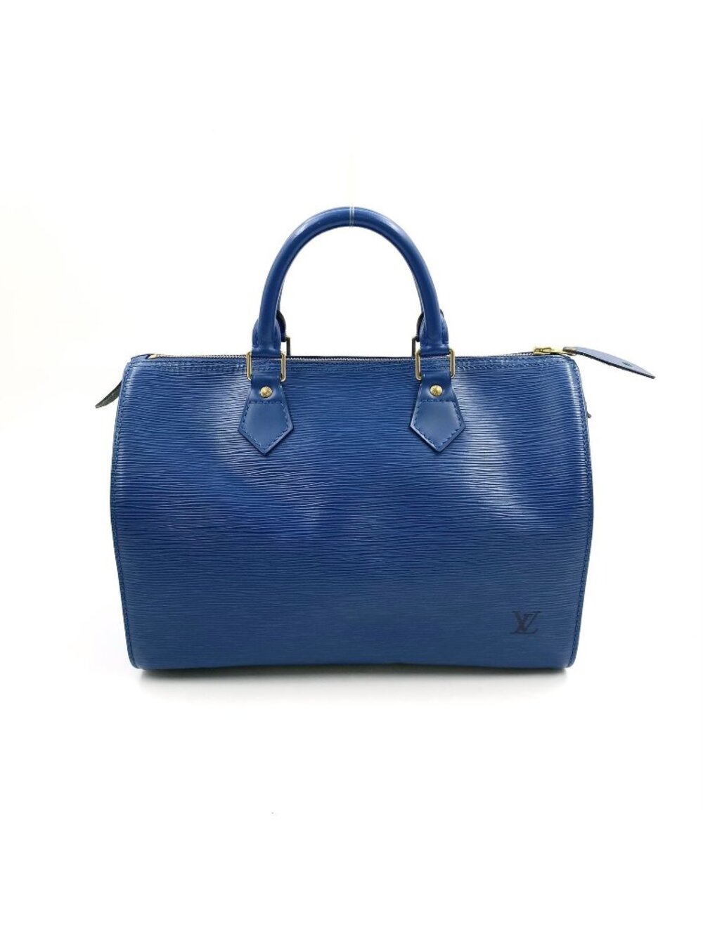 Louis Vuitton Speedy 30 Epi Toledo Blue Leather Handbag Gold